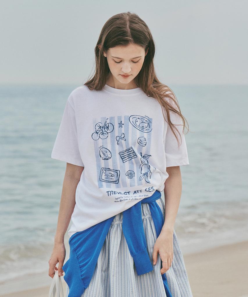 OSTKAKA Summer Vintage Print T-Shirt White