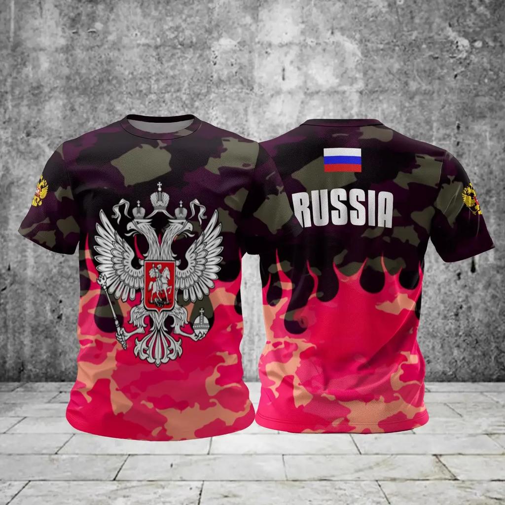 NNew 3D printed T-shirts with Russian flag pattern casual streetwear short sleeve tops for men and women Harajuku Y2K style tees