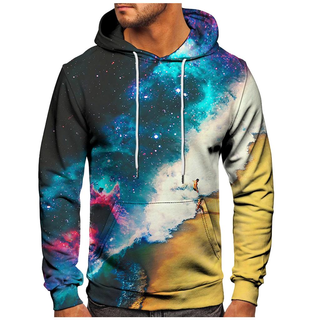 Men's Loose Printed Hooded Sweatshirt Men's Casual Fashion Sports Sweatshirt