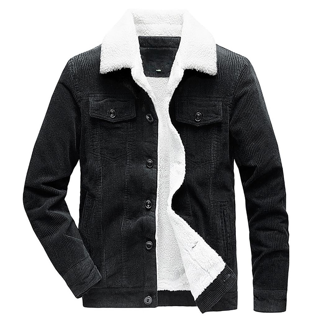 Мужская осенне-зимняя повседневная модная однотонная вельветовая куртка на пуговицах, топы