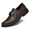 Модные мужские однотонные повседневные лоферы для осени и зимы, удобные туфли для бизнеса с мягкой подошвой и металлической пряжкой, обувь для ленивых