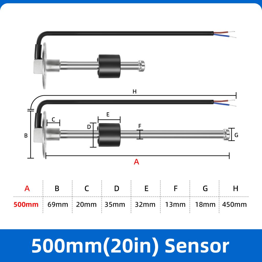 Water /Fuel Level Gauge Sensor 100/125/150/200/300/400/500MM Marine Boat Car Oil Liquid Tank Fuel Sender Unit Sensors 240-33ohm