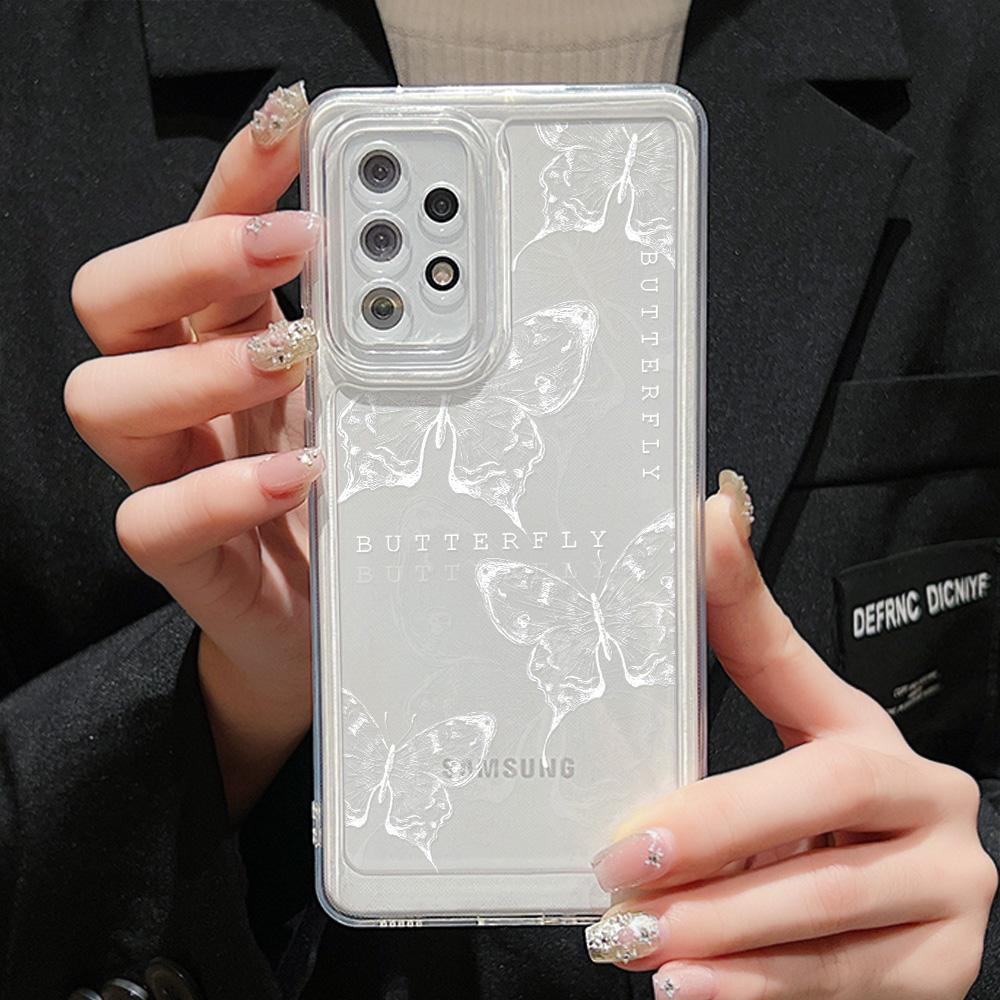 Прозрачный чехол для Samsung S24 Ultra A54 5G A53 A52 S23 Plus S22 S21 S20 FE A35 A55 A34 A33 A32 A14 A13 силиконовые чехлы с бабочками