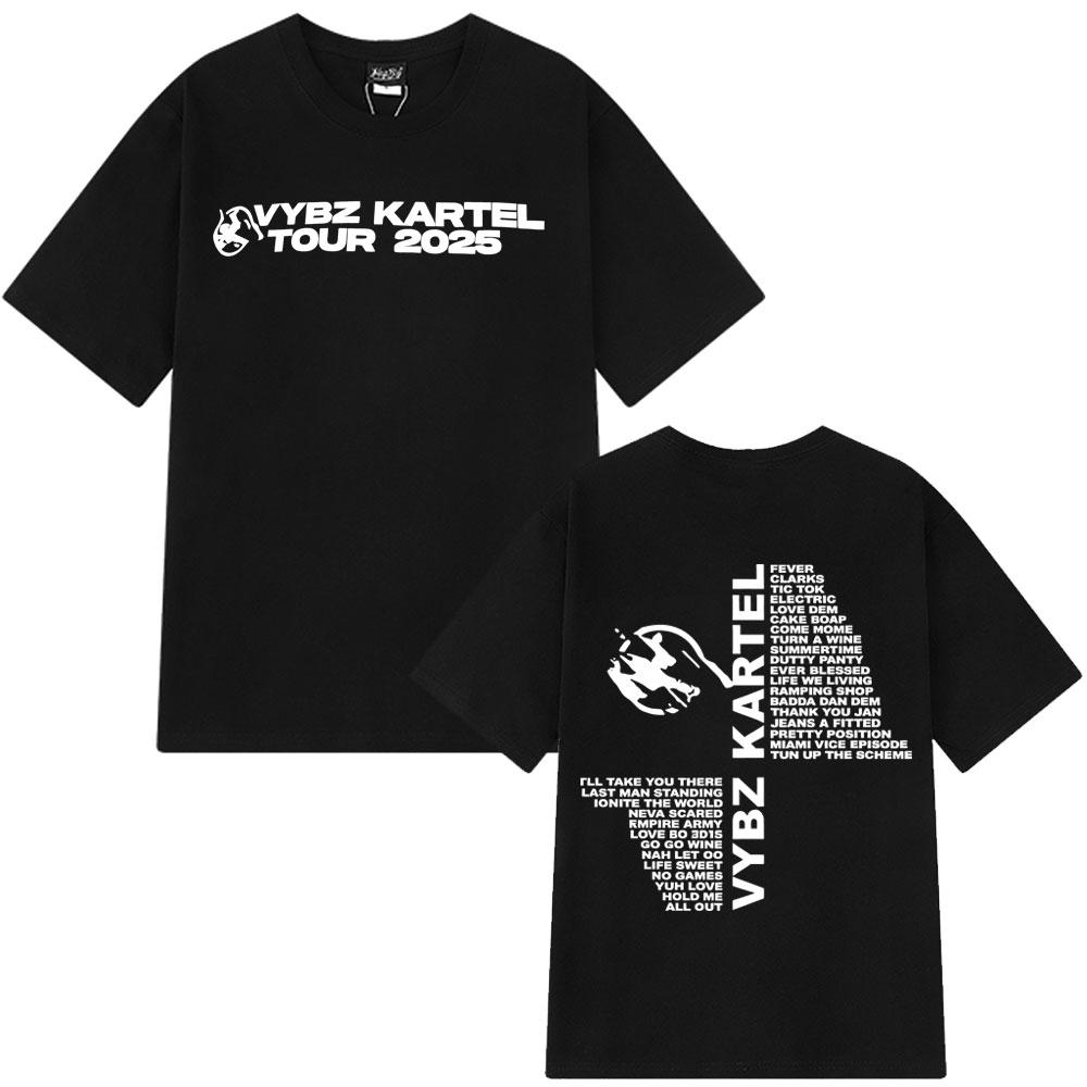 2025 Rapper Vybz Kartel Tour New Album Mens Women Fashion Harajuku Oversized 100% Pure Cotton Printed Breathable T-shirt