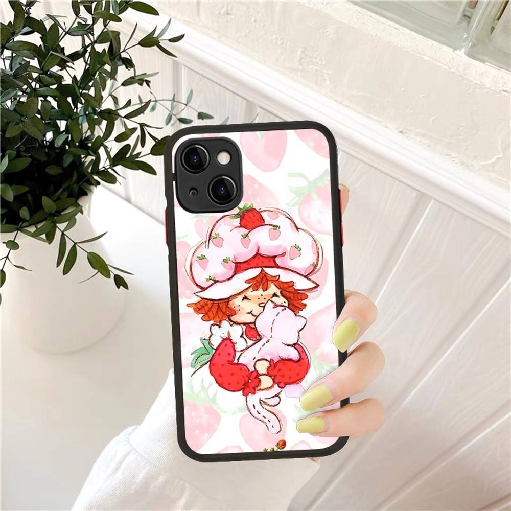 Cartoon Girl S-Strawberry S-Shortcake For IPhone 16 15 14 Plus 13 12 11 Pro Max X XS MAX Translucent Matte Shockproof Cover