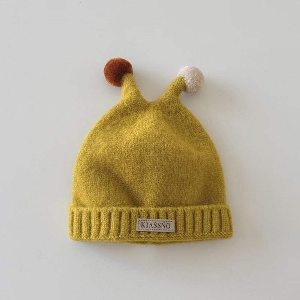 Solid Color Toddler Yarn Beanies Warm Pullover Hat Cute Pompom Baby Infant Cap Travel