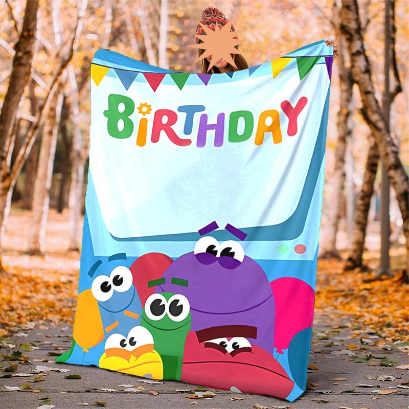 Ask Storybots Flannel Blanket Soft Warm All-Season Throw, Design for Camping, Car Travel, Hiking Sofa, Bed, Office Perfect Gift for Parties
