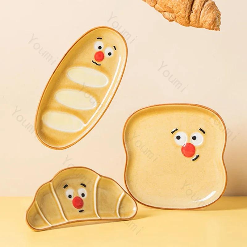 Креативные квадратные керамические тарелки, симпатичные тарелки для послеобеденного чая, закусок, десертов, домашних завтраков, фруктов, сэндвичей, уникальная посуда