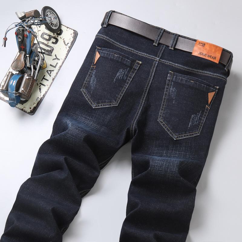 Jeans Business High Waist Men'S Jeans Elastic Loose Straight Tube Middle Aged Casual Cotton Longmao Men'S Work Pants