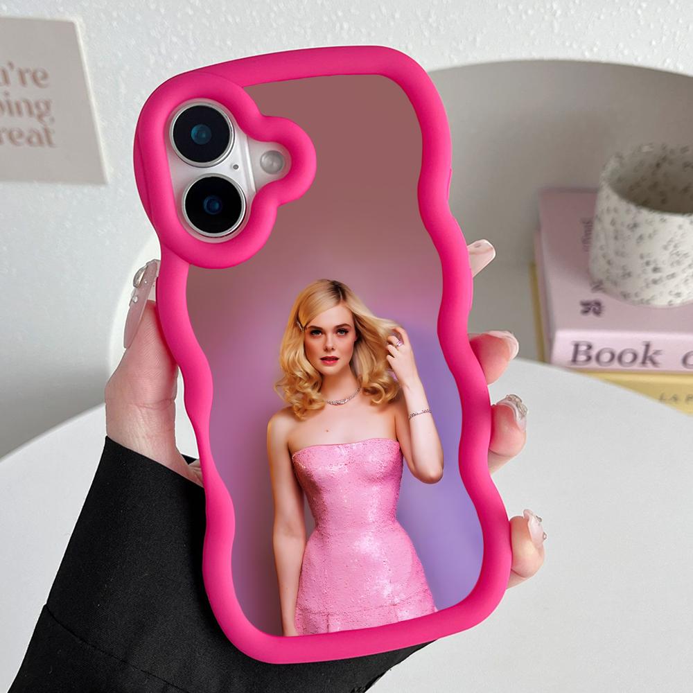 Elle Fanning Wavy Edge TPU Mobile Phone Case for iPhone 17 16 15 14 13 12 11 Air Pro Max Plus Colorful Cover