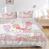 3pcs Sanrio Hello Kitty & Colorful Bear Bedding Set - 1 Soft Quilt Cover + 2 Pillowcases, Machine Washable - Suitable for All Seasons, Perfe