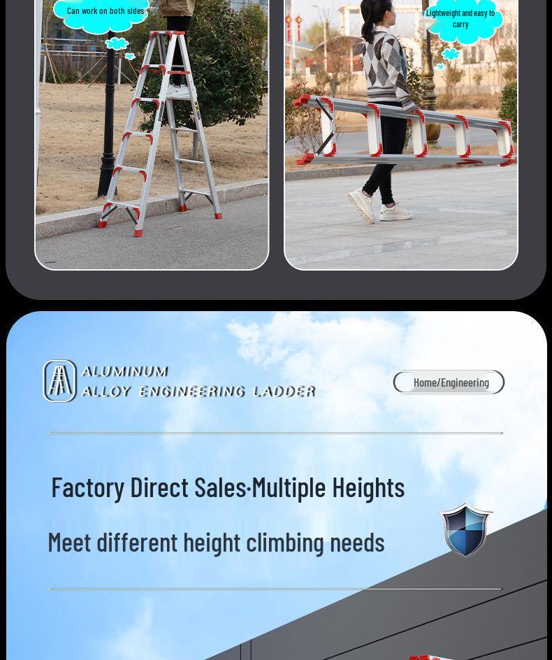Утолщенная алюминиевая сплавная нескользящая многофункциональная складная стремянка-елочка для дома и сада