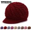 Женские шляпы для среднего и пожилого возраста Двухслойные термошерстяные шляпы без флиса Утолщенные вязаные флисовые шапки