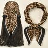 2025 Fashion New Leopard Print Square Scarf Women's Satin Scarves Casual Decoration Small Shawl Luxury Brand Headband Bandana