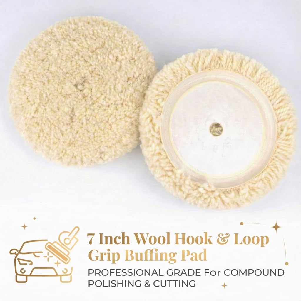 Woolous Wool Buffing Pads 7 Inch for Cars, Boats and Metal