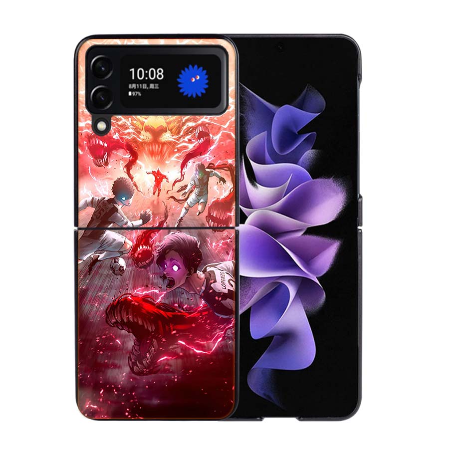 Blue Lock Anime Phone Case For Samsung Z Flip 7 6 5G Galaxy Z Flip4 Z Flip5 Z Flip3 Coque Black Hard PC Shell Protective Cover