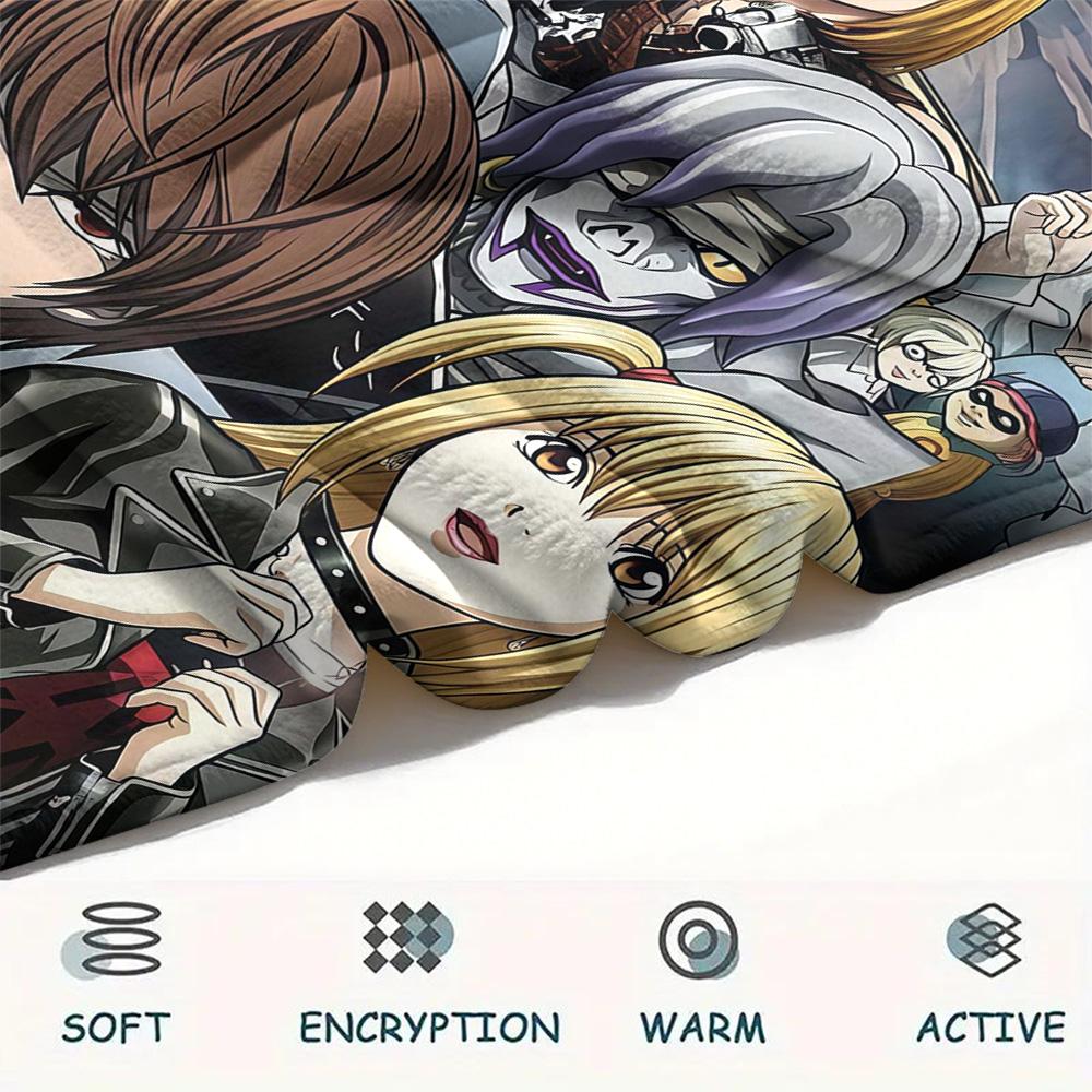 1Pc Death Note Print Flannel Blanket High Quality Warm Comfortable Cover for All Seasons Perfect for Gifts Home Decor