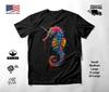 Seahorse Neon Graphic T-Shirt Black Unisex S-2XL