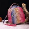 Маленький рюкзак из искусственной кожи, женская сумка с градиентом, женская сумка, ретро-сумка, многоцветный дорожный рюкзак с крокодиловым узором