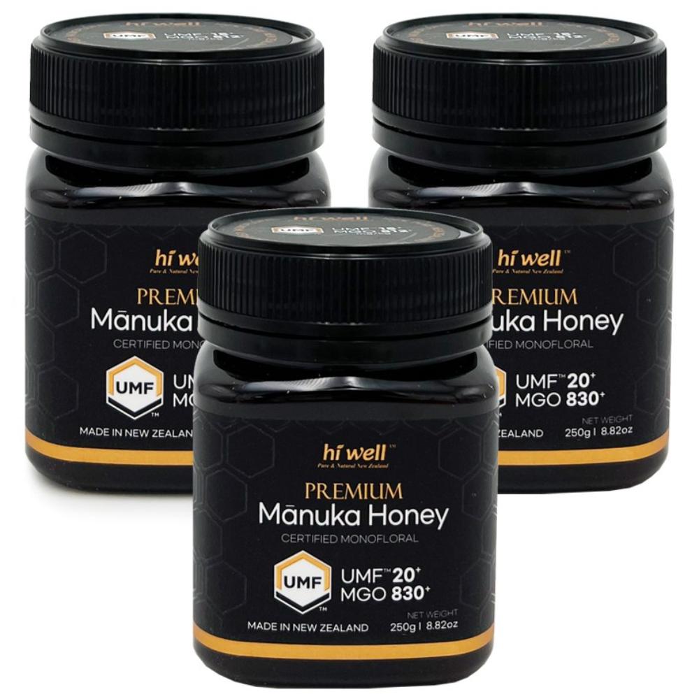 Hiwell New Zealand Premium Manuka Honey UMF20+ MGO830+ 3 pcs 250g
