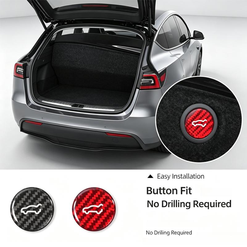 For Tesla Model 3/Y 2019-2025 Real Carbon Fiber Trunk Release Switch Sticker Car Rear Liftgate Close Button Protector Interior