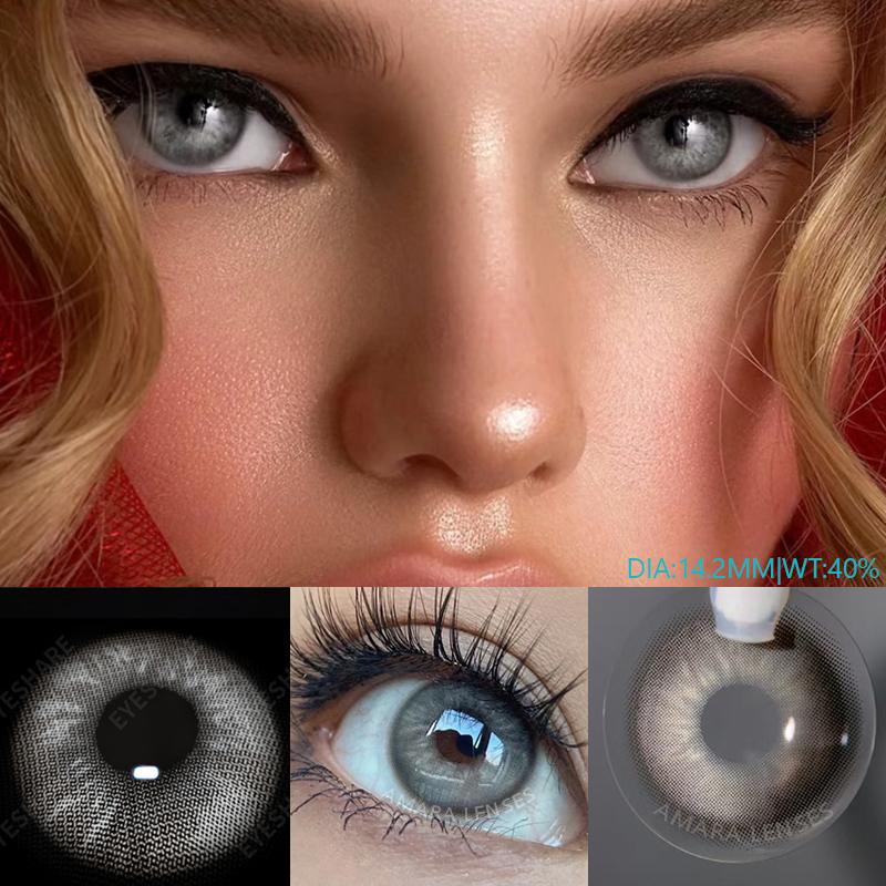 Цветные контактные линзы для глаз, 2 шт., натуральные цветные линзы, синие, розовые, красивые контактные линзы для глаз, ежегодные косметические цветные линзы