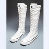 2025 New High Top Canvas Shoes for Women's Korean Edition Long Boot Lace-Up Zipper Comfortable Boot Zapatos De Mujer Tendencia