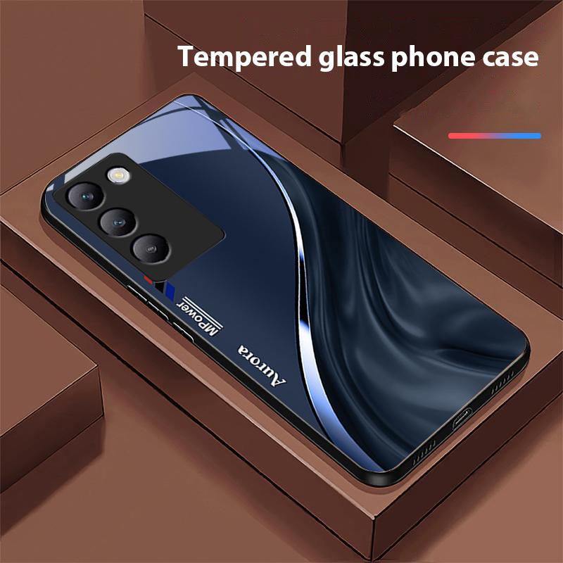 Рисунок потока воды для Y72 33S 11 03 36 96 Lite 35 16 Iqoo 12 V40 SE 5G 29 40 21 30 X80 Pro Vivo Чехол для телефона из закаленного стекла Черный
