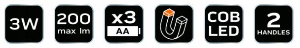 Лампа для палатки Neo Bivouac 3-в-1, на батарейках 3xAA, светодиодная, 300 лм, 1 шт.