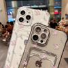 Чехол для телефона с держателем для карт для iPhone 13 Funda iPhone 11 16 Pro Max 16E 14 15 12 XR X Xs 7 8 Plus, противоударный, мягкий, с цветочным узором из ТПУ
