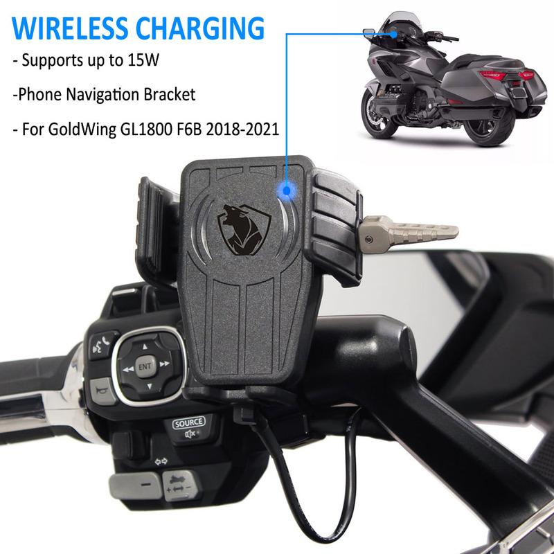 Gold Wing Motorcycle Wireless Charging GPS Phone Holder Navigation Bracket For HONDA GoldWing GL 1800 F6B GL1800 DCT 2018 - 2021