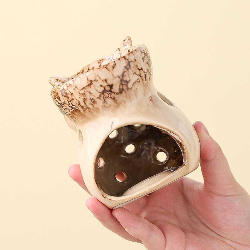 Керамическая аромалампа с прорезями, комнатная лампа для ароматерапии со свечой, ретро бытовая аромалампа, лампа для эфирного масла в виде совы для спальни