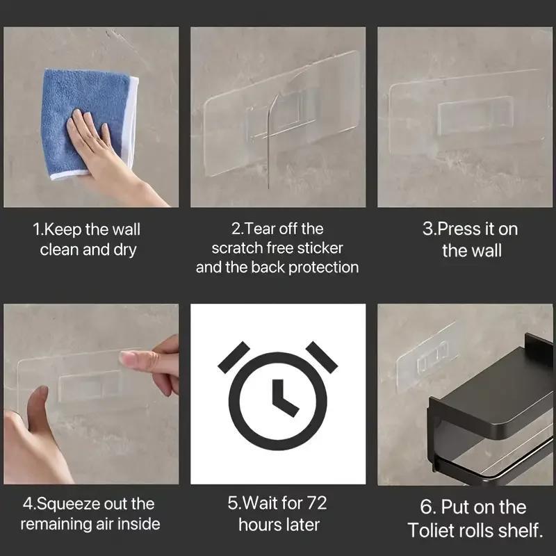 Держатель туалетной бумаги Easy-Install - настенный, без дырокола, органайзер для рулонов - аксессуар для хранения в ванной комнате