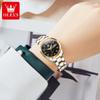 OLEVS Quartz Watch for Women Luxury Waterproof Luminous Stainless Steel Watches Big Numeral Dual Calendar Ladies Wristwatch