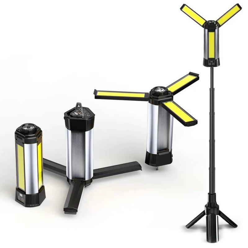Кемпинговый фонарь COB LED с высокой яркостью: Выдвижная удочкодержатель и кронштейн для уличной рыбалки, многофункциональное использование
