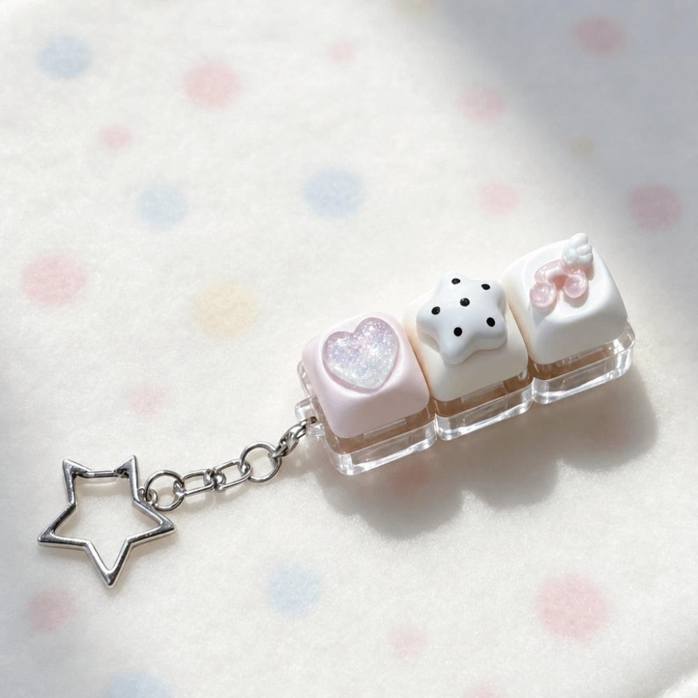 Compact Size Stress Relief Keychain 3 Key Layout Interactive Keyboard Toy Students