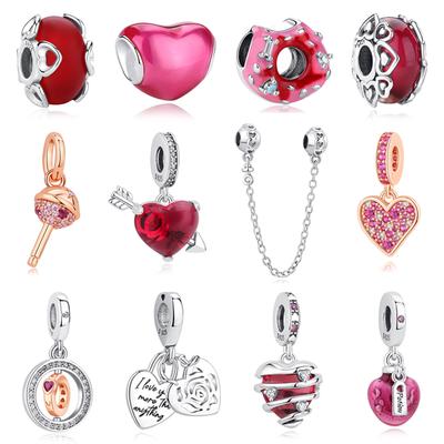 Оригинальные подвески Love Heart Бусины День святого Валентина Подарок Fit Pan Brand Браслеты Ожерелья Ювелирные изделия для женщин