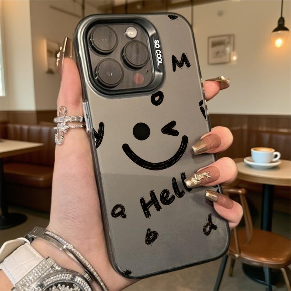 Жест 'Привет' Текст и Буквы Жесткий Чехол для Телефона для Iphone 16 15 14 13 12 11 Pro Max Mini Ударопрочный Защитный Чехол от Царапин