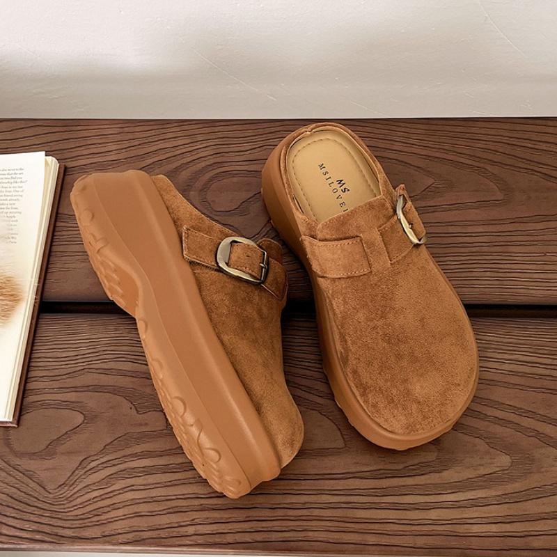 Women Mules Shoes Flats Platform Slippers Suede New Casual Shoes 2025 Trend Winter Slingback Sneakers Woman Flip Flops