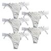 CHROME CRANE Lace Sexy L5S02 Women's T-Back 5-Piece Set, Underwear, Lingerie, (W02. White, 5-Piece Set)