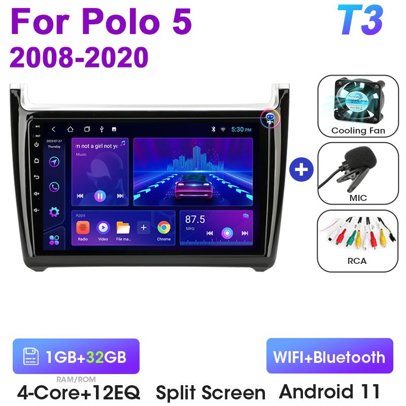 Для Volkswagen VW Polo 5 2008 - 2020 2 Din Android 12 автомобильный стерео радио мультимедиа видеоплеер GPS 4G Carplay Auto DVD DSP WIFI