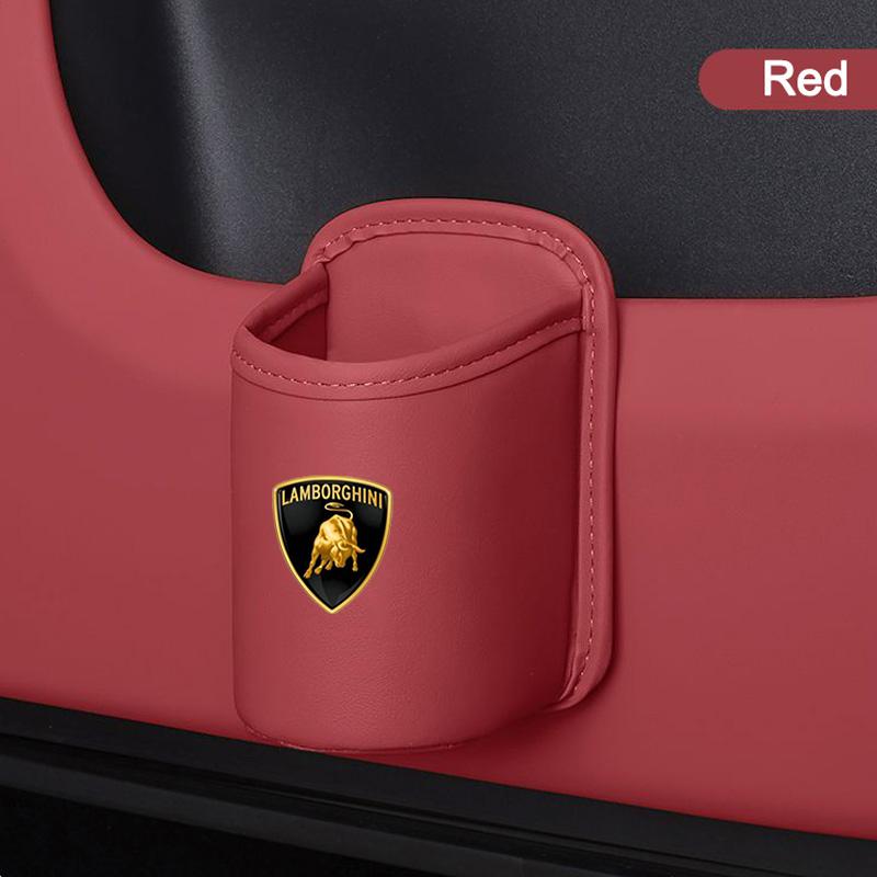 Leather Car Door Cup Holder Auto Seat Drink Rack Storage Bin For Lamborghini LP570 LP610 Urus LP700 LP770 Gallardo Aventador RR44