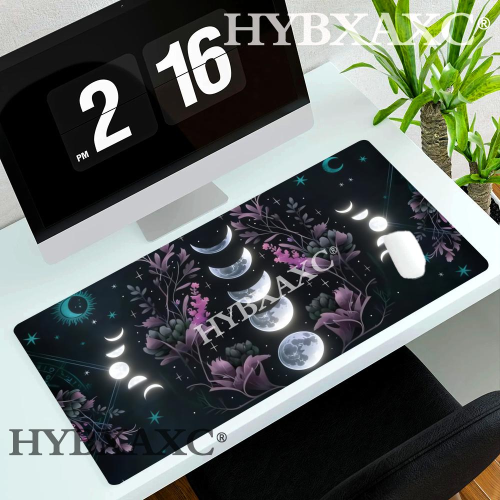 HYBXAXC Moon Flowers Mouse Pad Large Desk Accessories Desk Pad Rubber Base with Stitched Edge NonSlip Mousepad for Office