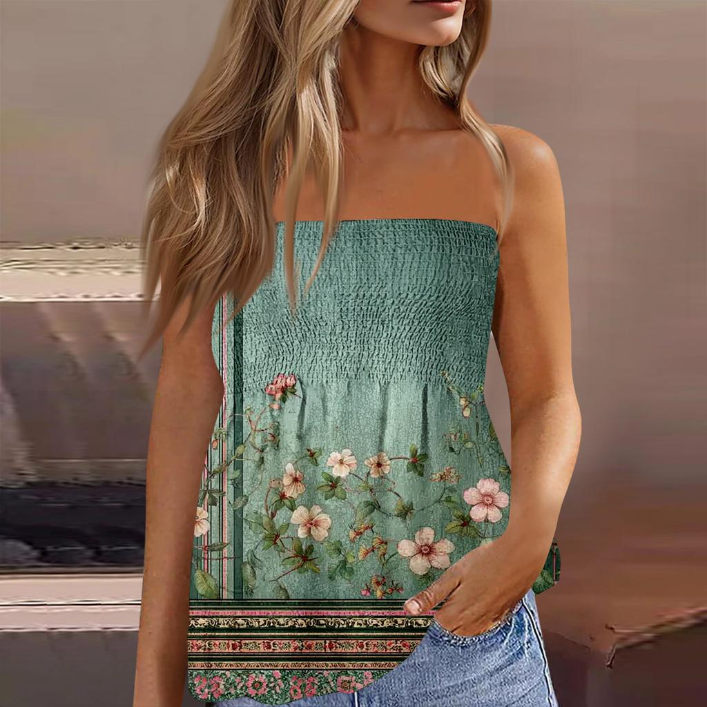 Женская модная и сексуальная облегающая футболка-топ без рукавов с открытой спиной, эластичная, с цветочным принтом