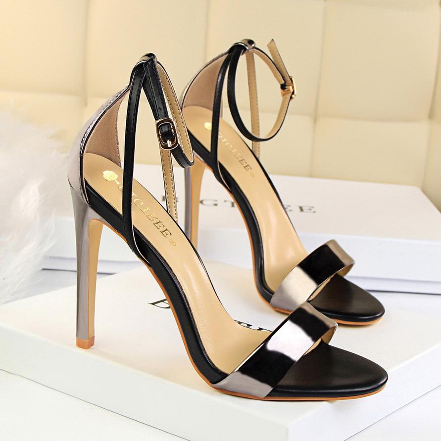 Bigtree Модные женские сандалии с открытым носком на тонком каблуке для ночного клуба на сверхвысоком каблуке и с открытым носком в тон одного цвета