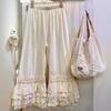 Женские весенне-летние милые кюлоты с четырехслойной кружевной накладкой, широкие брюки-юбка