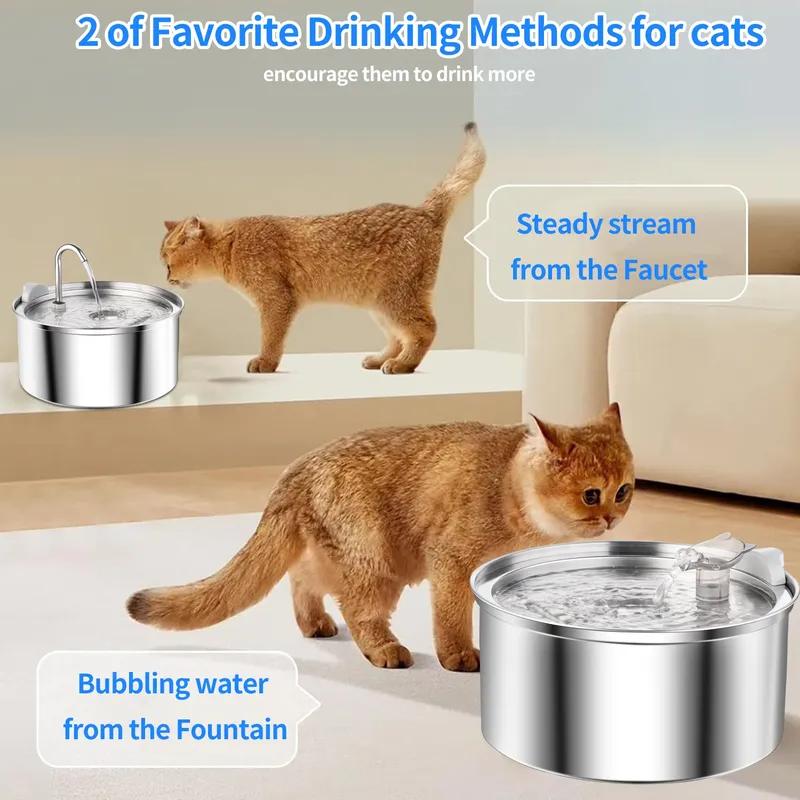 Stainless Steel Cat Water Fountain Automatic Cat Drinker Drinking Fountain For Cats Dogs Pet Water Dispenser Accessories