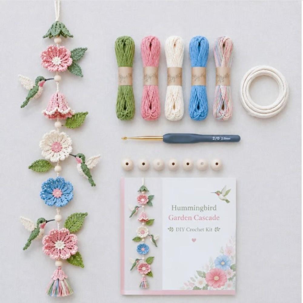 Hand‑Woven DIY Crochet Hummingbird Set Immersive Crafting Animal Theme Wall Pendant  for Beginners