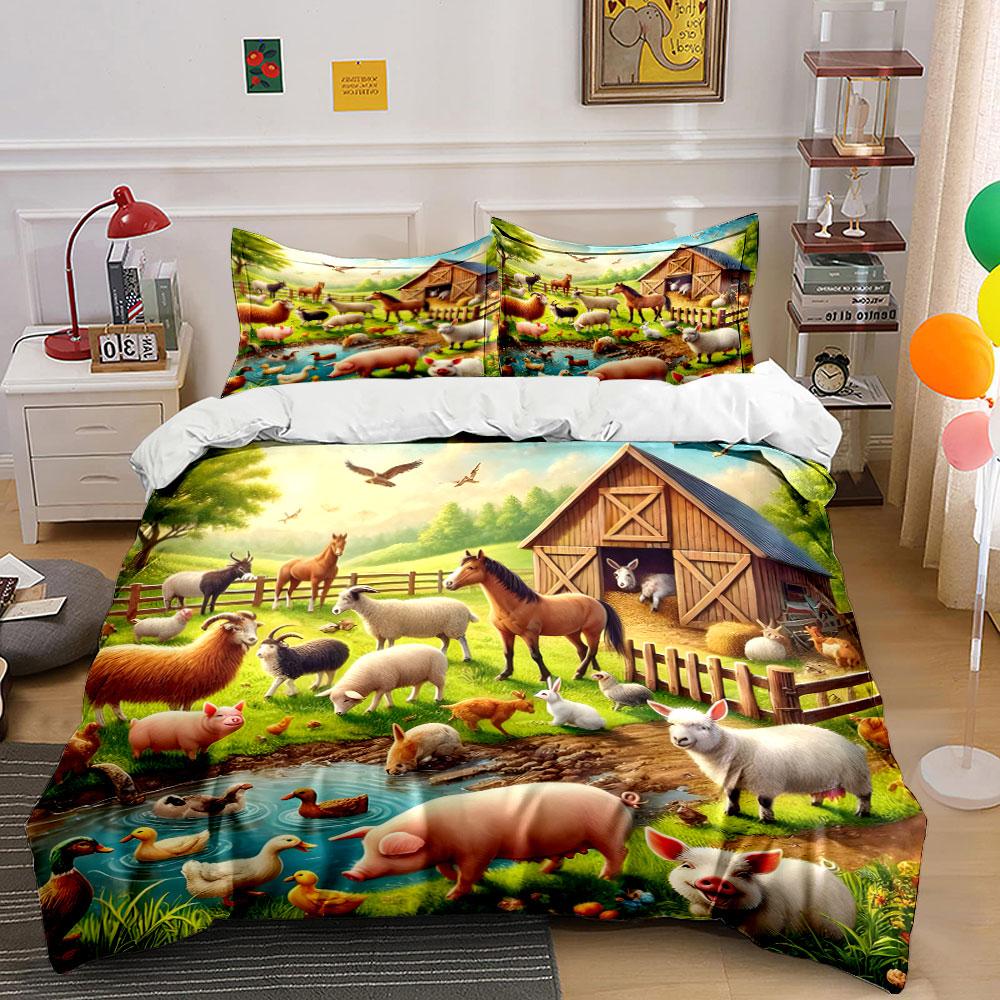 Harmony-filled farm paradise Bedding sets Duvet covers Pillowcases(1* Duvet Cover 2* Pillowcases without duvet insert)