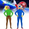 Colorful Long Sleeve Super Mario Jumpsuit 3d Printed Cosplay Outfit For Halloween Fun